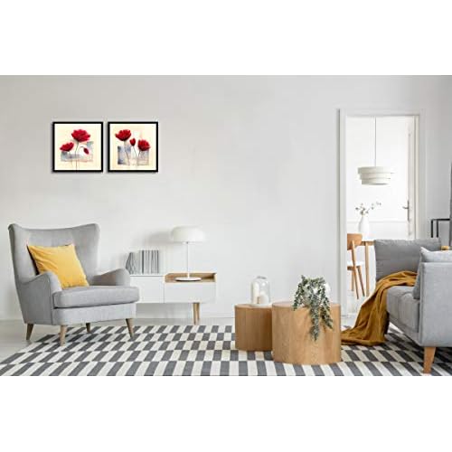 Wieco Art Framed Wall Art Charming Spring Canvas Prints Abstract Floral Oil Paintings Style Pictures on Canvas Wall Art Framed Canvas Wall Decor for Living Room Bedroom Kitchen Home Decor