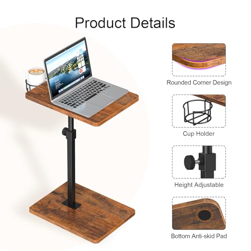 Adjustable TV Tray Table with 360° Swivel Top for Sofa and Bed