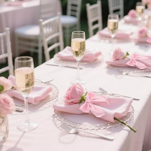 Davifina Pink Velvet Bow Napkin Rings Set of 6 for Christmas & Valentine’s Table Decor