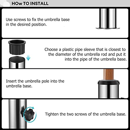 Stainless Steel Umbrella Stand Tube Replacement for Granite Base DIY Mount