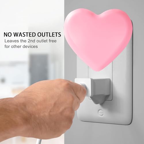 Cute Heart Plug-In LED Night Light with Dusk-to-Dawn Sensor - Pink