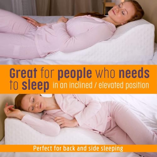 Memory Foam Wedge Pillow - 19-Degree Incline for Sleep, Snoring & Recovery