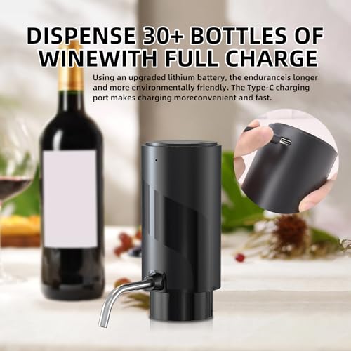 AREYCVK Black-ABS Electric Wine Aerator & Dispenser, USB Rechargeable, Automatic Wine Pourer for Wine Lovers