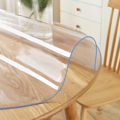 60-Inch Round Clear PVC Table Protector - 1.5mm Thick Heavy Duty Table Cover