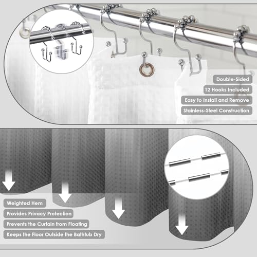 4-Piece Bathroom Accessory Set with Shower Curtain, Liner, and Bath Rugs