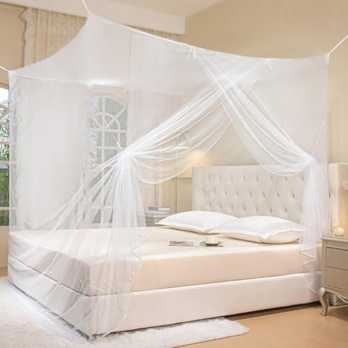 White Bed Canopy Mosquito Net with Side Opening (75 x 35 x 63 Inch)