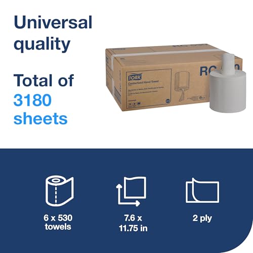 White 2-Ply Centerfeed Paper Hand Towels - 6 Rolls, 530 Sheets