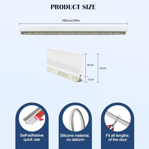 Self-Adhesive Door Draft Stopper - Under Door Brush Weather Seal, 39 Inch
