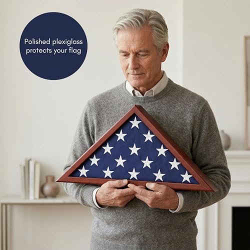 Large Memorial Burial Flag Display Case for 5x9.5 Foot Folded Flag