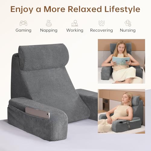 19'' Reading Pillow with Adjustable Arms & XL Side Pockets