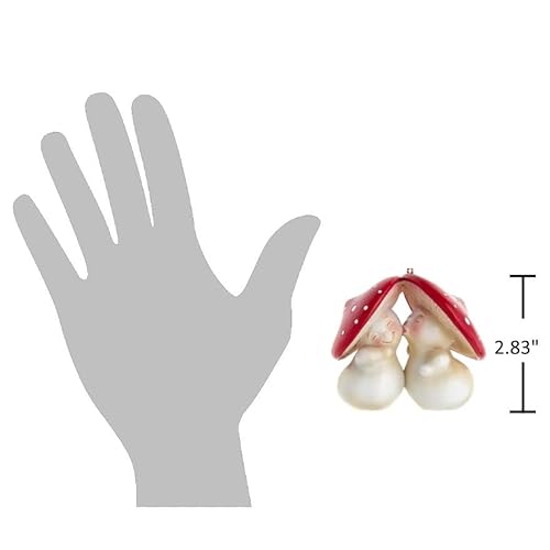 The Bridge Collection 2.83" Resin Kissing Mushrooms Ornament - Cute Mushroom Couple, Christmas Tree Decoration, Holiday Decor, Gift for Lovers