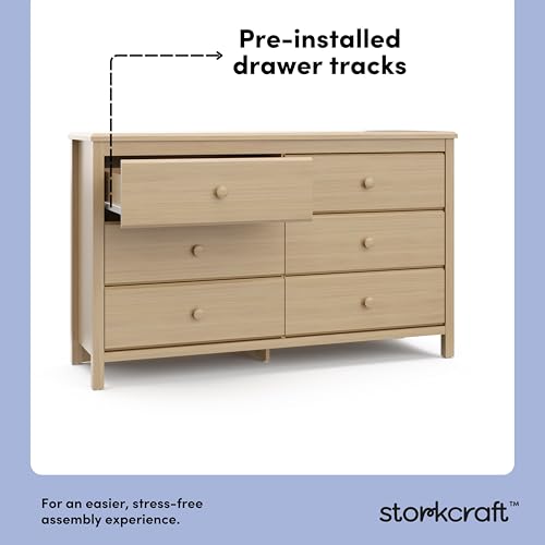 6-Drawer Wood Dresser for Nursery and Kids Bedroom, Driftwood