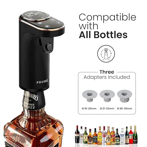 Pouré Obsidian Black 5-in-1 Electric Wine Dispenser & Aerator with Touch Screen