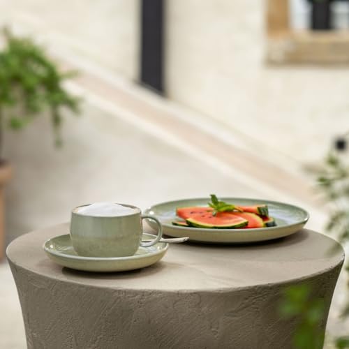 Villeroy & Boch Perlemor Alga Green Coffee Cup Saucer 6.3in - Handmade Porcelain