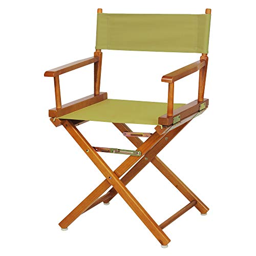 Foldable 18-Inch Director's Chair in Solid Wood with Olive Canvas