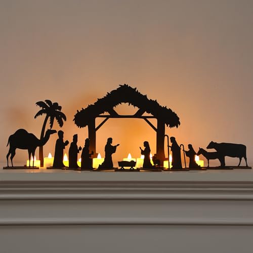 Colingmill 15-Piece Wooden Nativity Scene with Base – Christmas Village Decoration