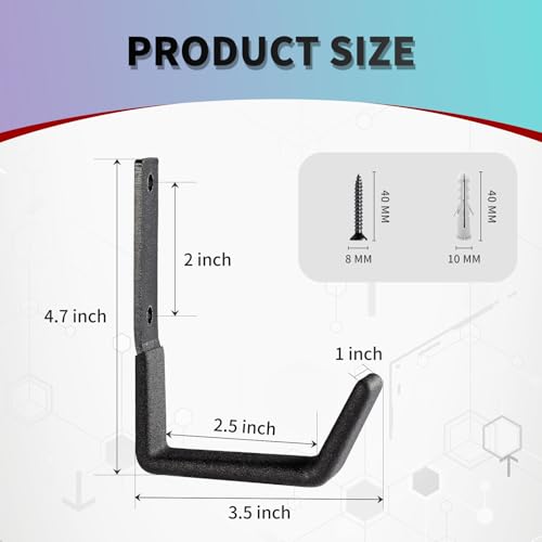 Heavy Duty Wall Mount Utility Hooks, Steel Garage Storage Hanger U-Hook