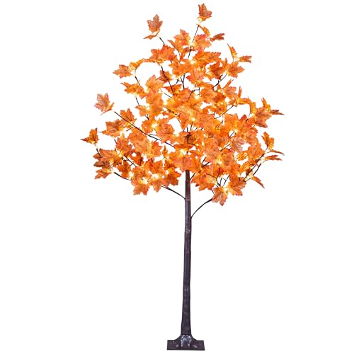 5FT Lighted Artificial Maple Tree with 96 Warm White LEDs - Indoor & Outdoor Fall Decor