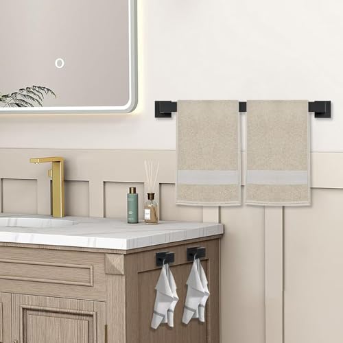 JOPOFI 23.6 Inch Matte Black Towel Bar - Wall Mounted Stainless Steel Holder