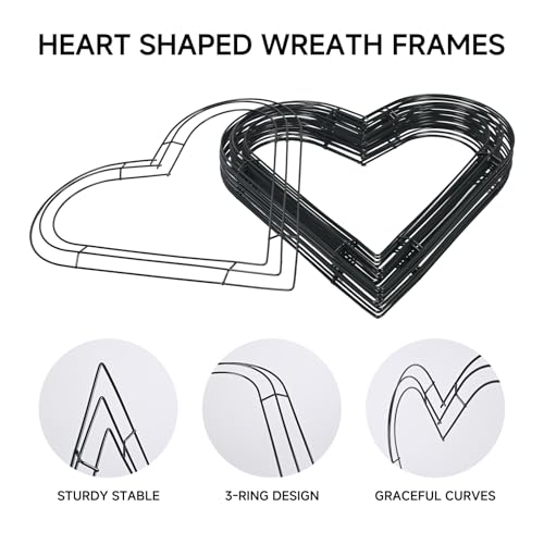 Wxyjxqy 15 Pack 12-Inch Heart Metal Wreath Frames for DIY Craft Decorations