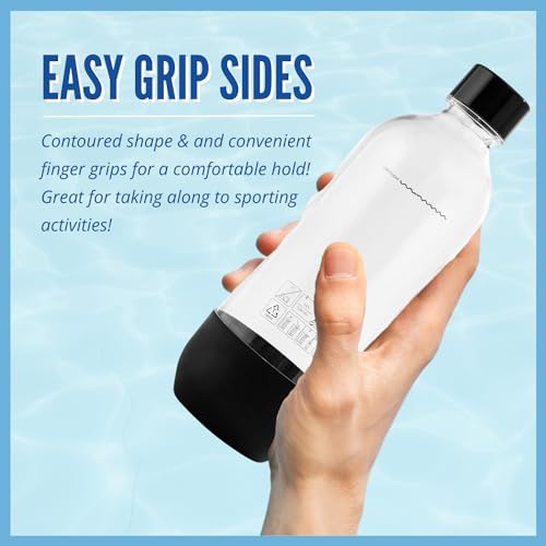 1-Liter Reusable Carbonating Bottles for Sparkling Water Makers, 2-Pack