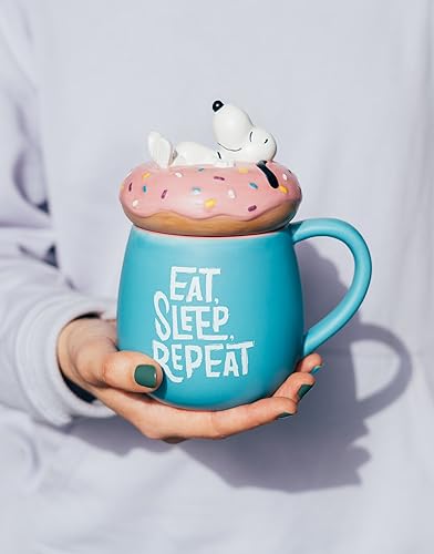Grupo Erik Snoopy Mug with Lid 16.9oz - Snoopy Gift Ceramic Coffee Cup