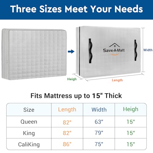 Queen Mattress Storage Bag - Waterproof, Reusable with 8 Handles