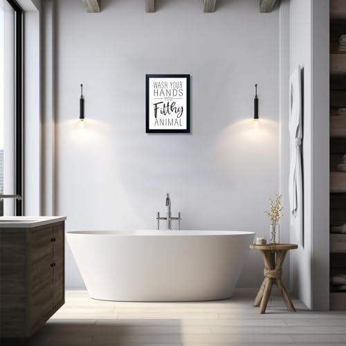 Boswaydeco Black and White Bathroom Wall Art Quotes Framed Canvas Sign 8x10