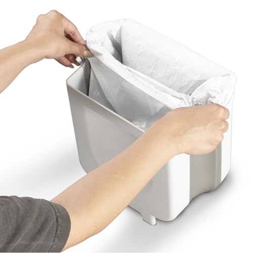 Collapsible Waste Bin 2-Gallon Compact Expandable Trash Can White