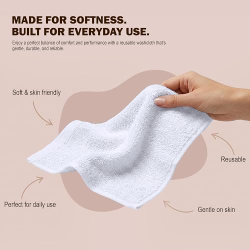 Utopia Towels 24 Pack Washcloths, 12x12 In, 100% Cotton, White