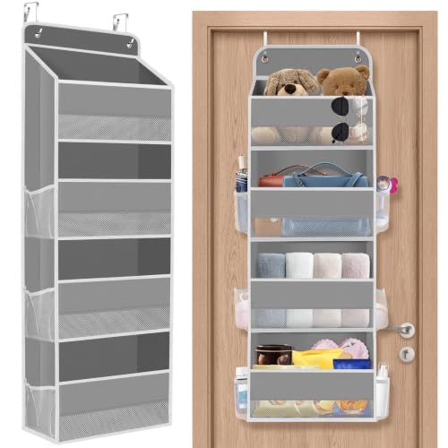 Over The Door Hanging Storage Organizer with 4 Tiers and Clear Mesh Pockets