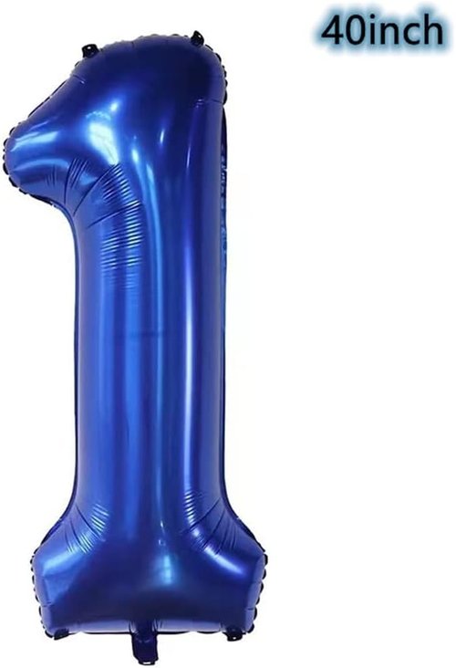 40-Inch Navy Blue Crown Number 1 Balloon | Giant 1st Birthday Decoration for Kids' Parties