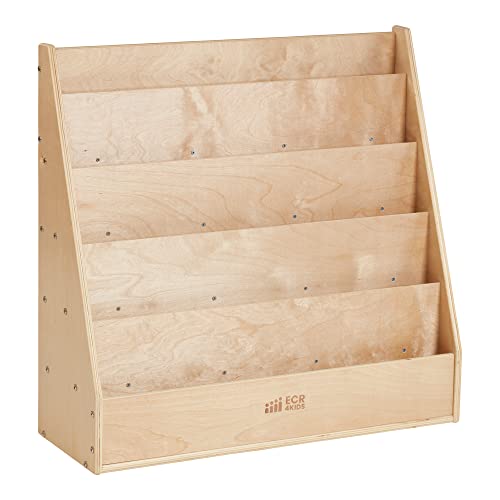 Double-Sided Wooden Book Display Shelf for Kids with Storage