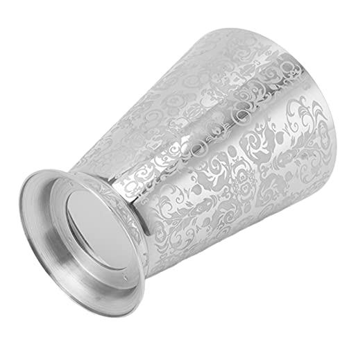 Tnfeeon Silver Stainless Steel Mint Julep Tumbler with Totem Pattern Carving, Reusable Cocktail & Beer Cup