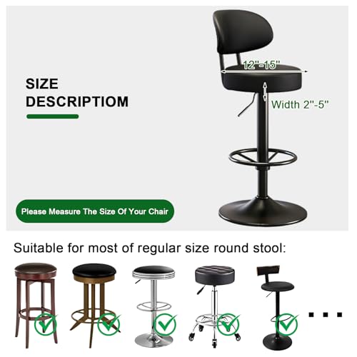 Waterproof Bar Stool Covers Set of 2 - Round Slipcovers for 12-15 Inch Chairs