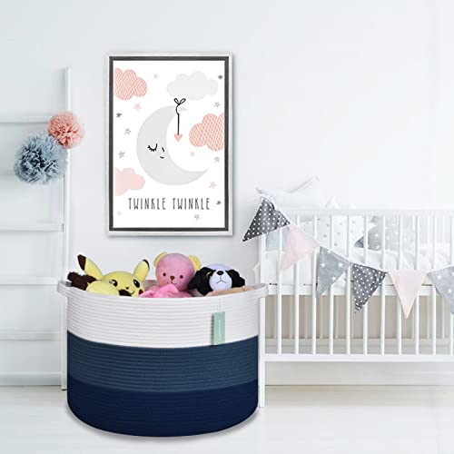 Large Cotton Rope Laundry Basket, 87L Woven Storage Hamper for Toys & Blankets
