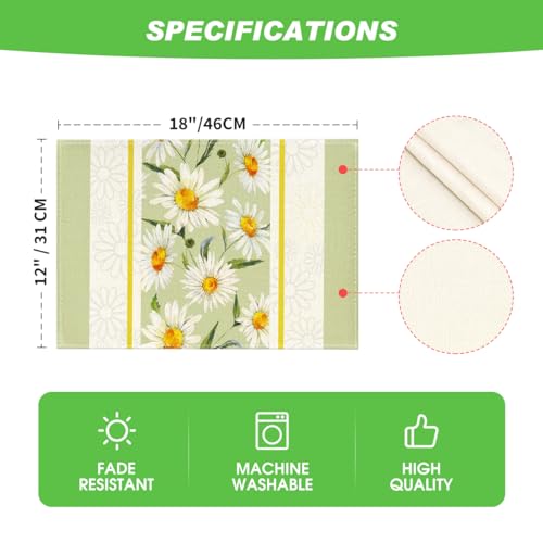 Artoid Mode Eucalyptus Leaves Daisy Vase Placemats for Dining Table,