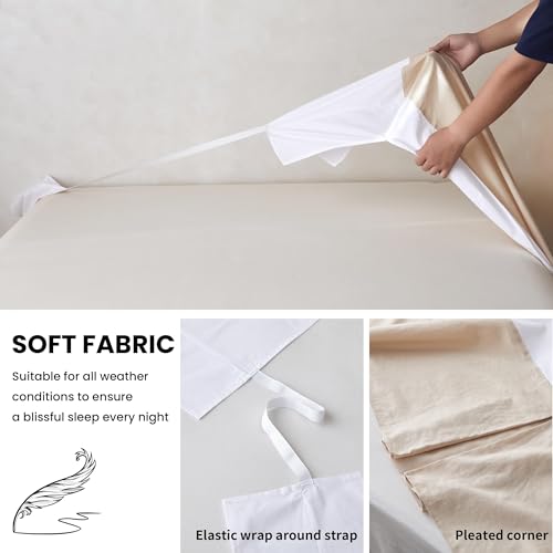 French Linen Blend Wrap Around Bed Skirt - 14-Inch Drop Queen Size