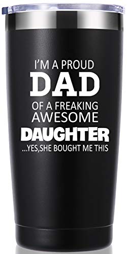 Momocici Proud Dad 20 OZ Insulated Travel Mug - Black, Father's Day Gift