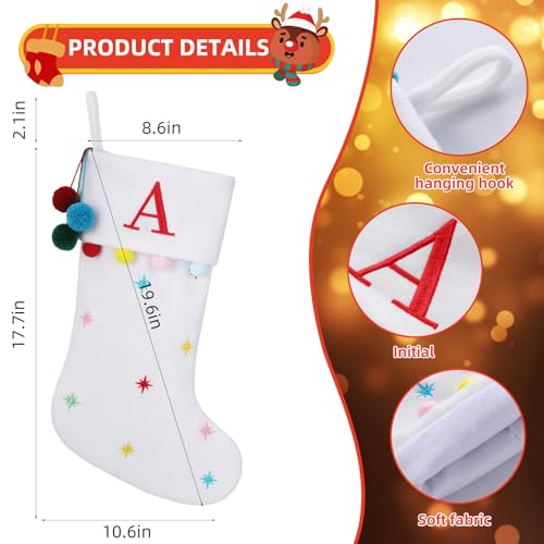 19-Inch Personalized Embroidered Christmas Stocking with Pom Poms