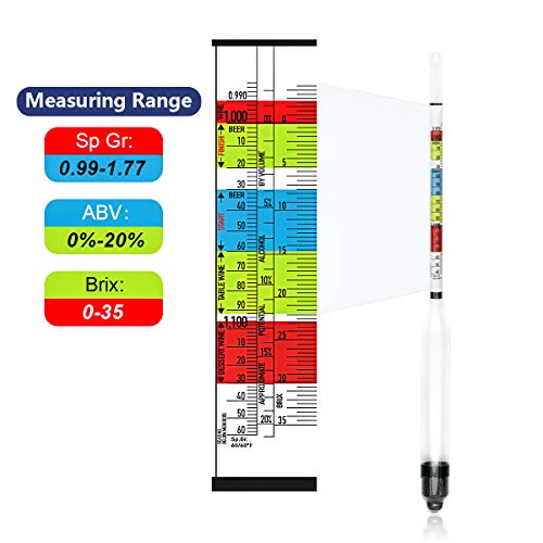 Triple Scale Hydrometer and Glass Test Jar Set for Home Brewing