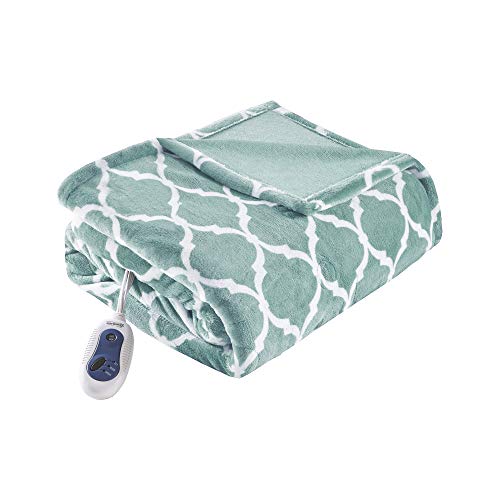 Oversized Plush Heated Throw Blanket, 60x70 Aqua Electric Blanket