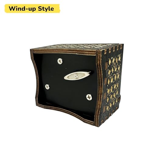 Engraved Wooden Wind-Up Music Box, Vintage Style Musical Keepsake