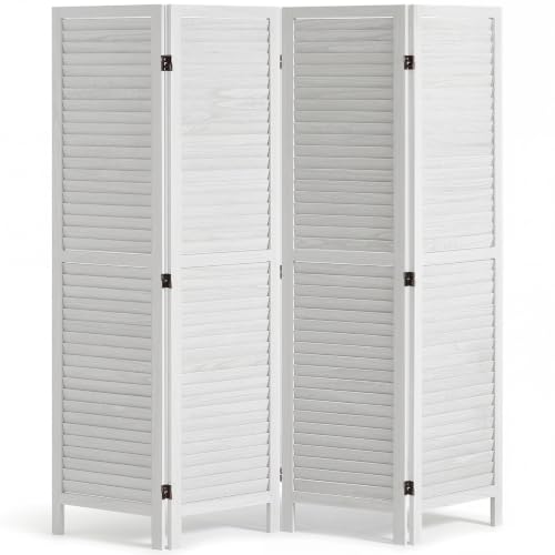 Wood Room Divider 4-Panel Folding Privacy Screen for Home & Office, 66.9 Inches Tall