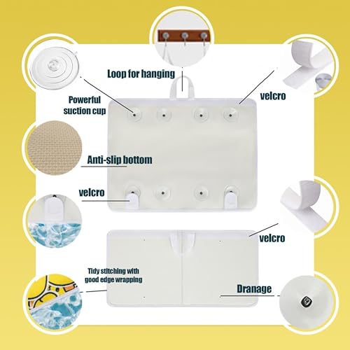 Bath Kneeler and Elbow Rest Pad Set with 8 Suction Cups & Toy Organizer