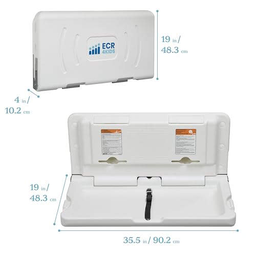 Horizontal Wall-Mounted Baby Changing Station, ADA Compliant Fold-Down Table