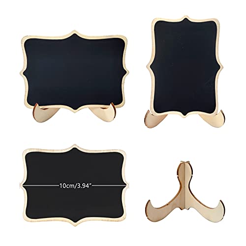 24 Pcs Mini Wooden Chalkboard Signs with Stands and Markers for Events