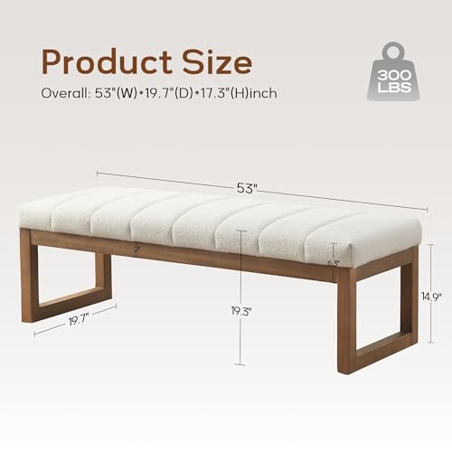 52.7-Inch Modern Upholstered Bedroom Bench, Entryway & Dining Bench