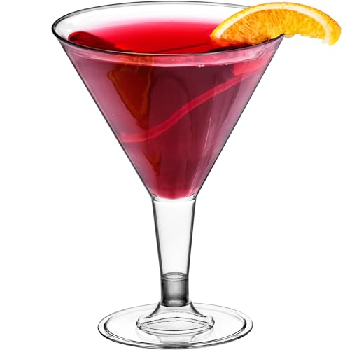 24 Pack BPA-Free Plastic Martini Glasses 7 oz – Shatter-Resistant Party Cups