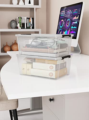 Clear Plastic Storage Bins with Lids and Handles 5-Quart 6-Pack